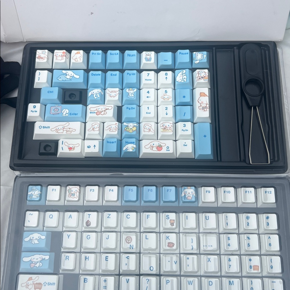 Cute Blue and White Cartoon Keycap Set